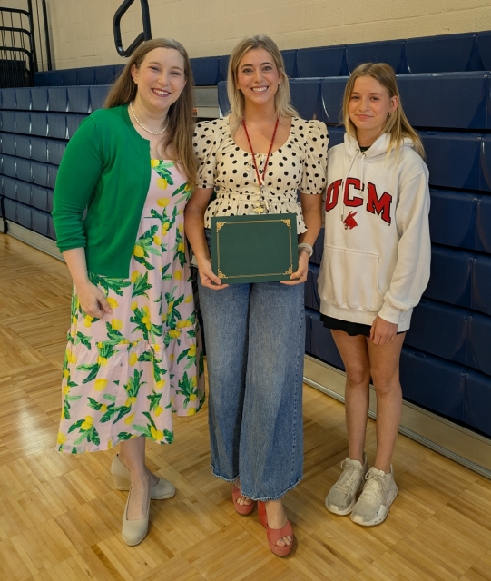 Director Amanda Wagner, teacher Emily Gilbreth, nominating student Sloan